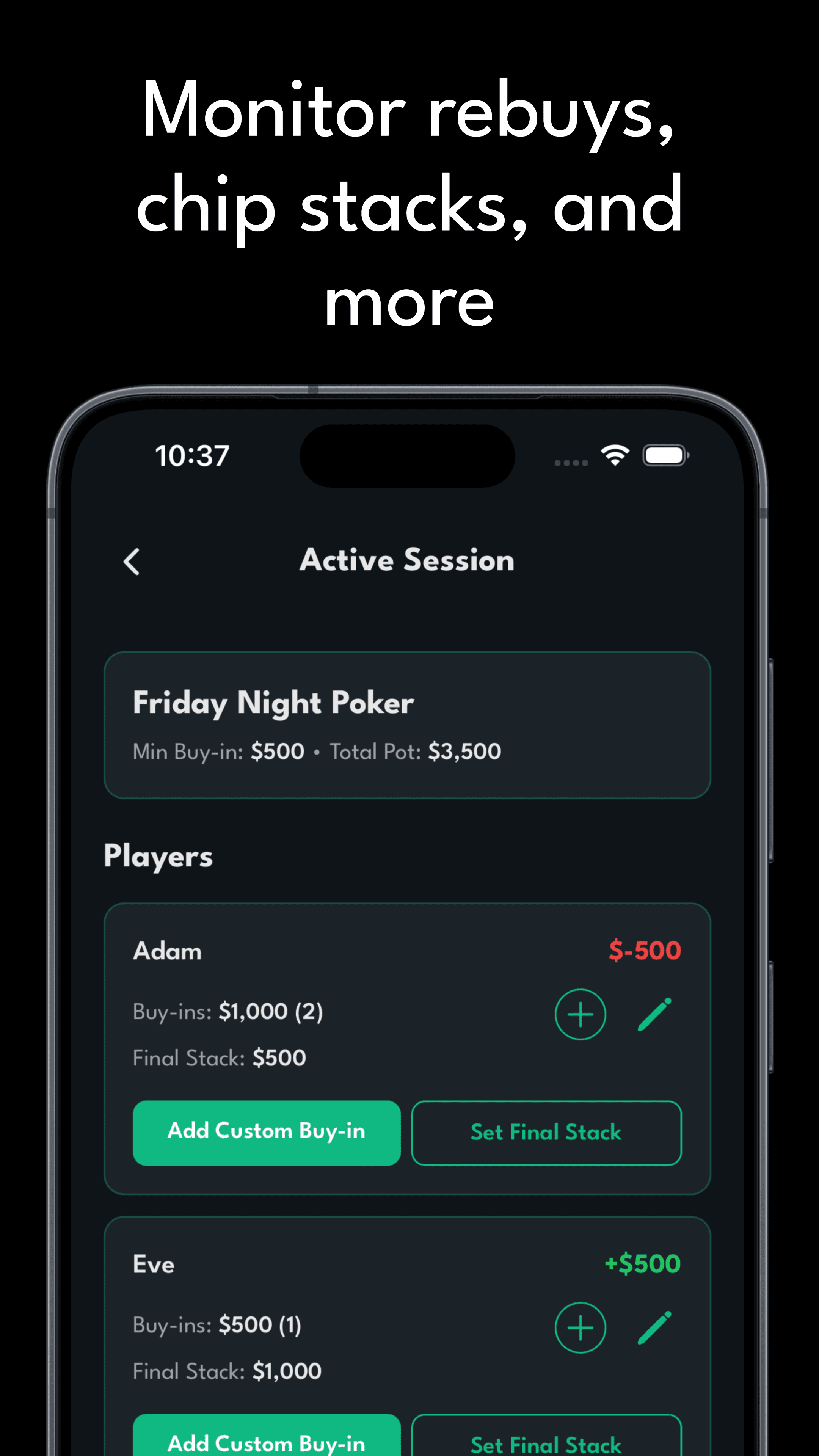 Monitor rebuys and chip stacks