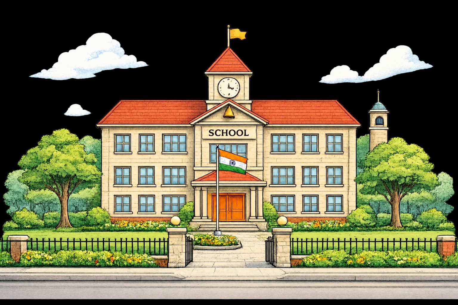 Almanac’s illustrated school building